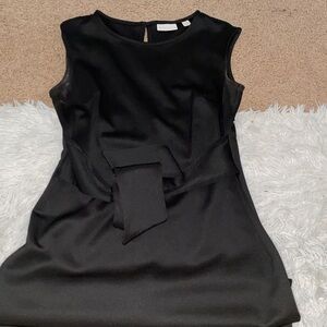 Elegant Black belted Sleeveless Dress